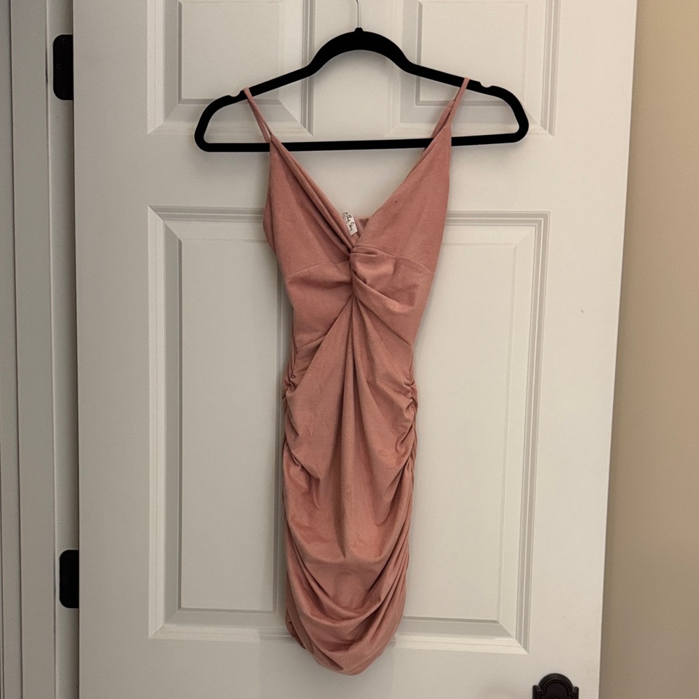 Elegant Pink Ruched Dress